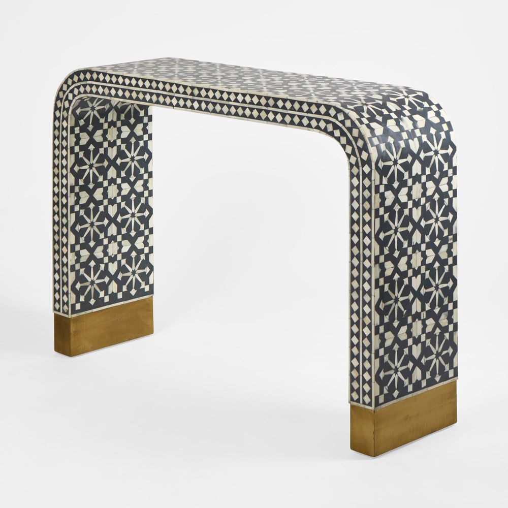 Adina Bone Inlay Console Table Grey/White