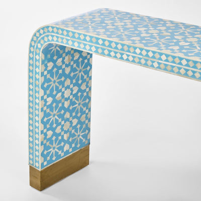 Adina Bone Inlay Console Table Aqua/White