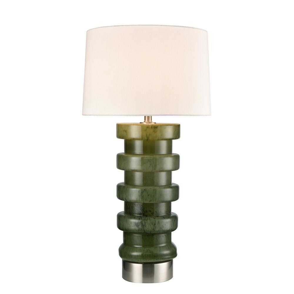 Remy Green Glass Table Lamp & White Shade