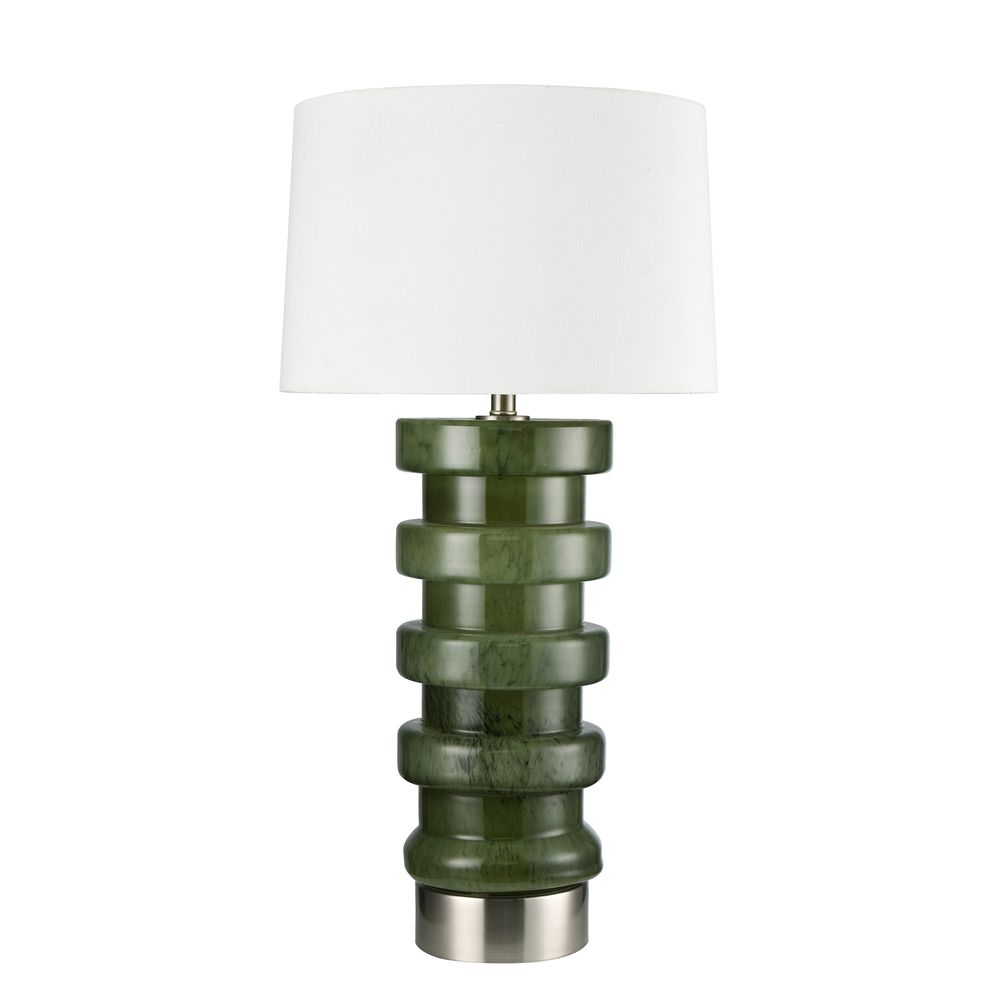 Remy Green Glass Table Lamp & White Shade