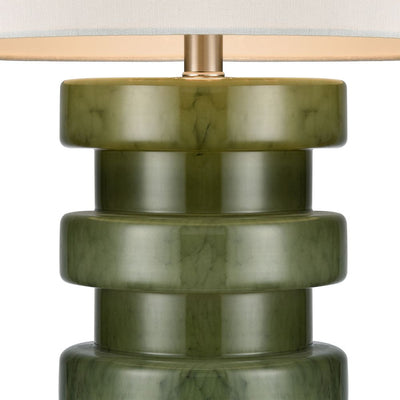 Remy Green Glass Table Lamp & White Shade