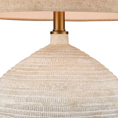 Caufield White Sandstone Table Lamp & Linen Shade