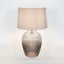 Misty Glass Table Lamp with Natural Linen Shade