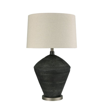 Meridien Black Lamp with Natural Linen Shade