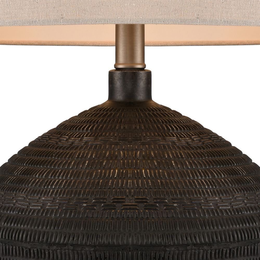 Meridien Black Lamp with Natural Linen Shade