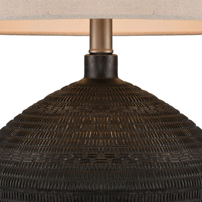 Meridien Black Lamp with Natural Linen Shade