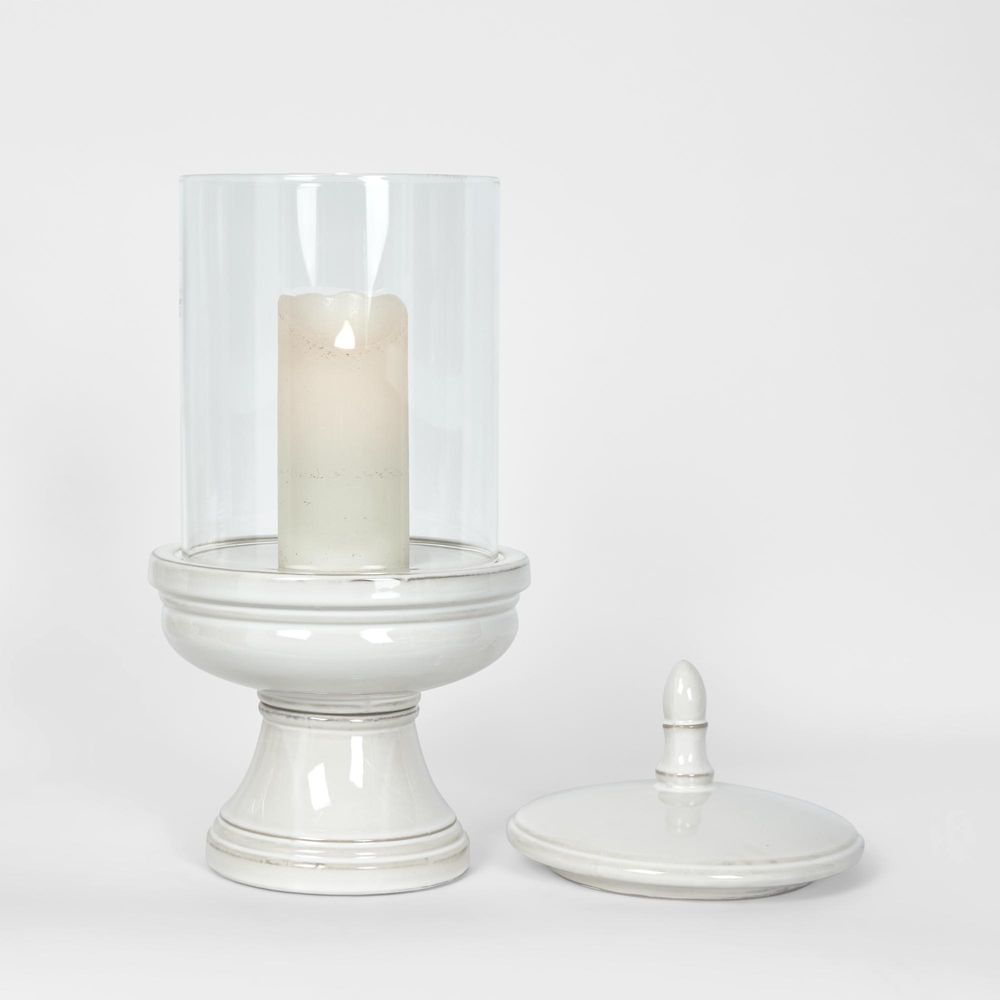 Nini Candle Holder with lid White Medium