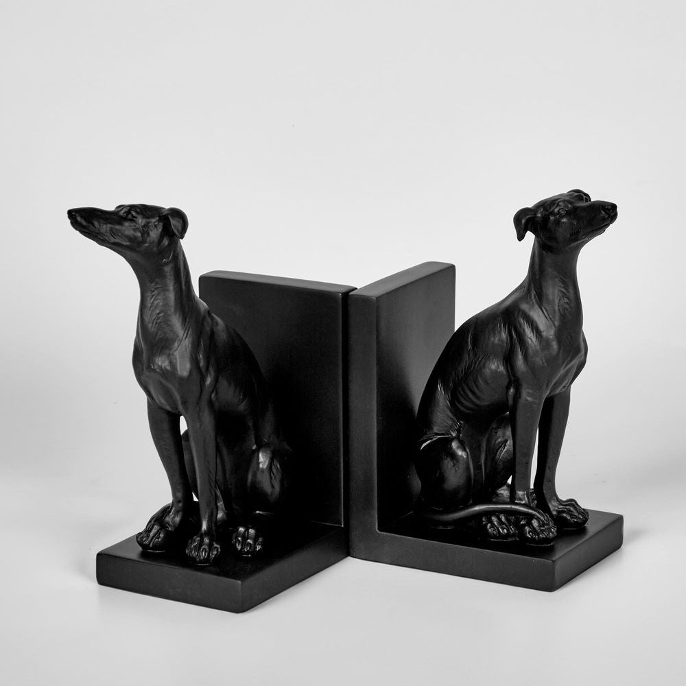 Lino Dog Bookends Black