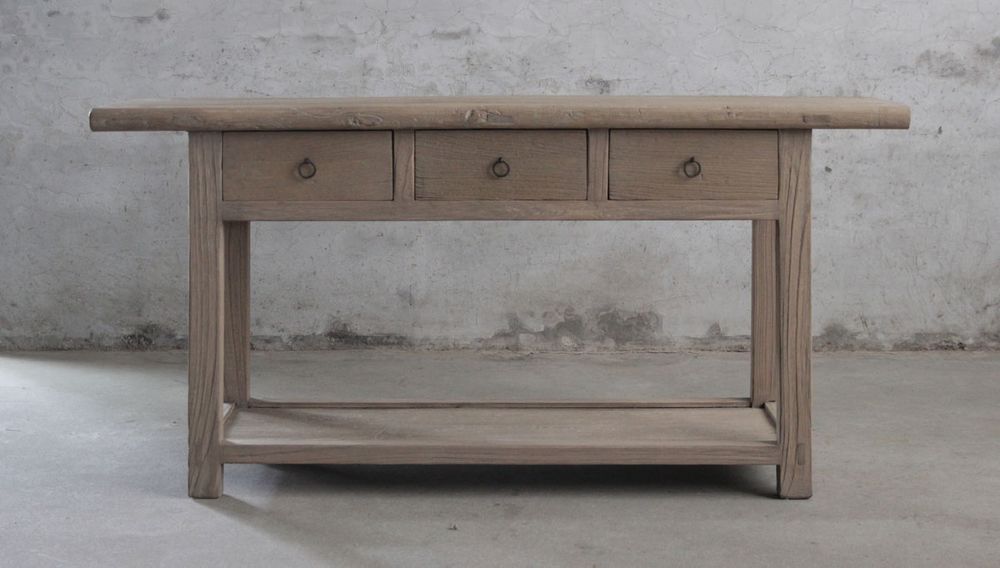 Tianjin Old Elm Wood Console with 3 Drawers