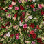 Flower Wall With Pink, Purple, Beige & Red Roses & Peonies and green leaves