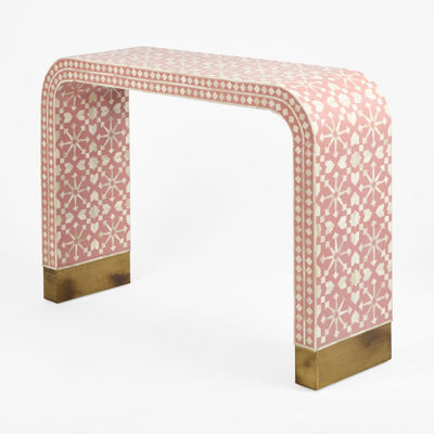 Adina Bone Inlay Console Table Peach/White