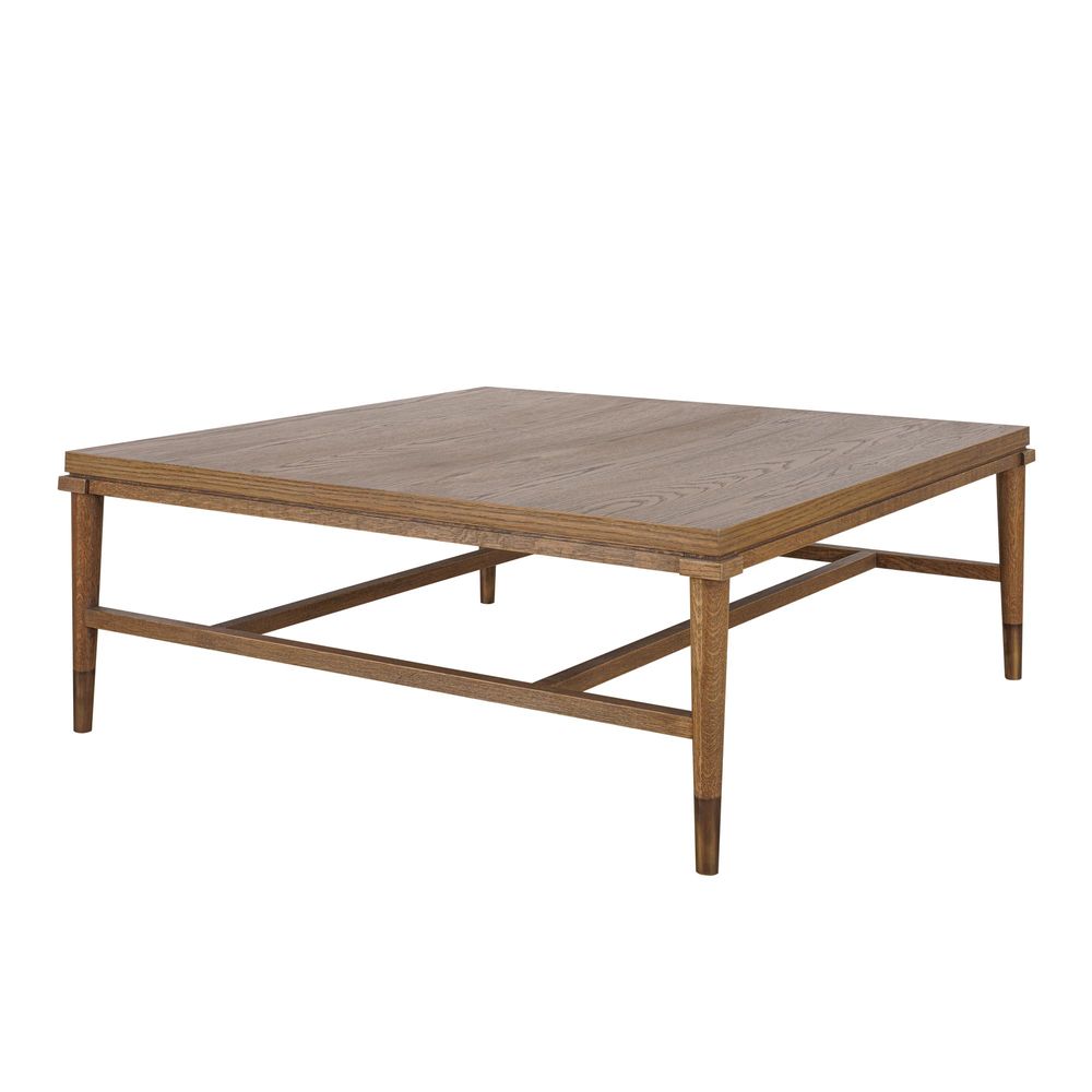 Clara Square Natural Oak Coffee Table With Brass Legs 100Cm