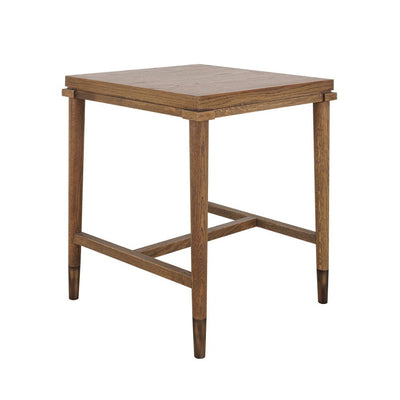 Clara Natural Oak Side Table With Brass Legs 50Cm