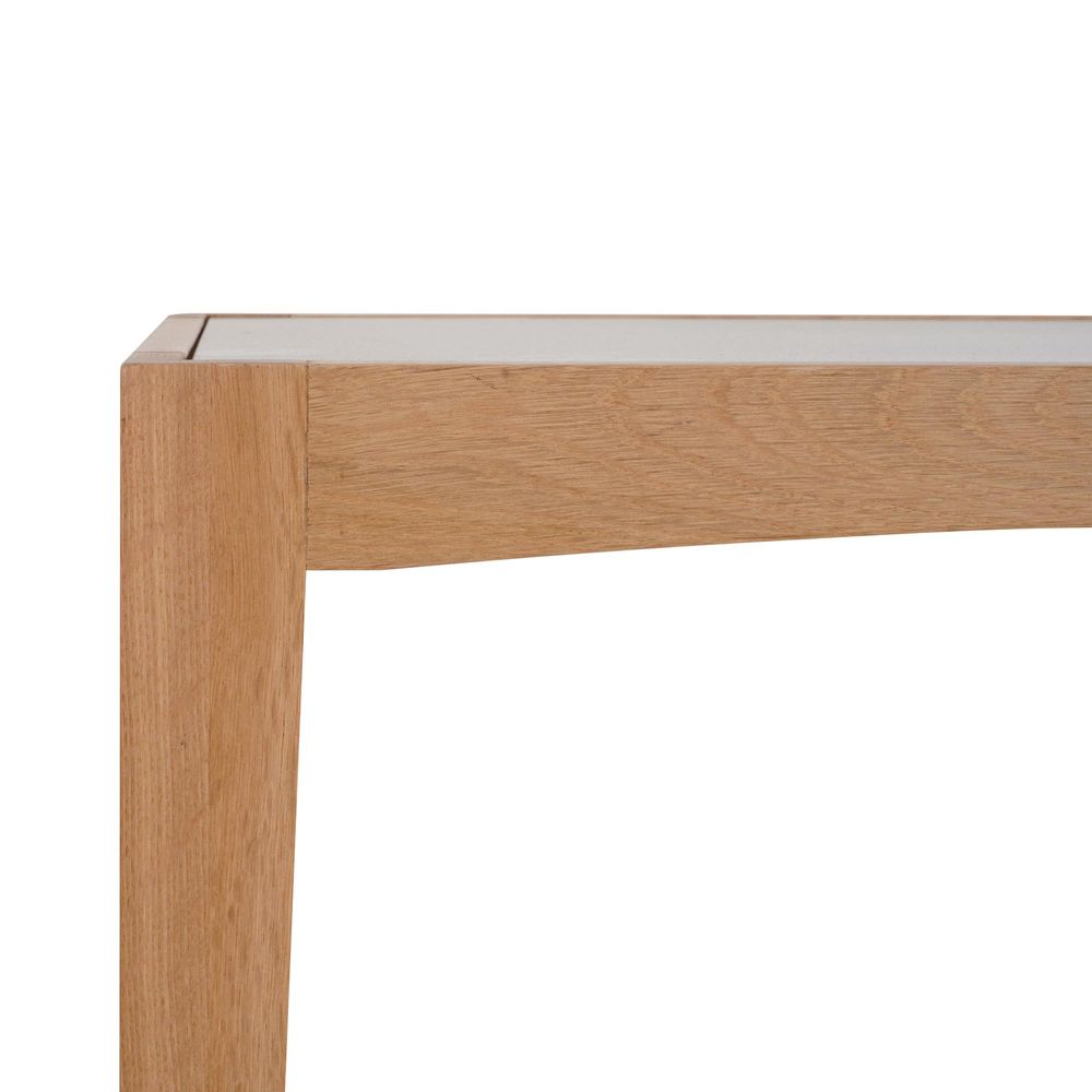 Mila Natural Oak Console With Rattan Base And Glass Top 152Cm