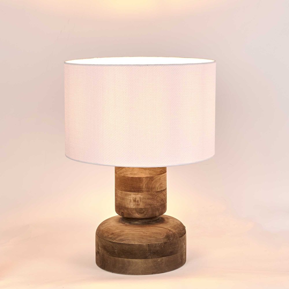 Circa Timber Table Lamp Small White Shade