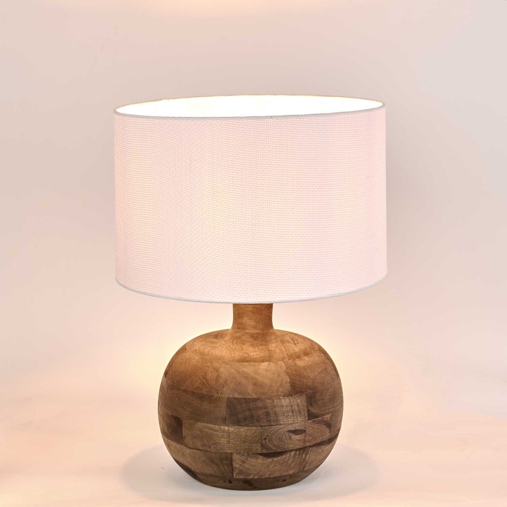 Arum Timber Table Lamp White Shade