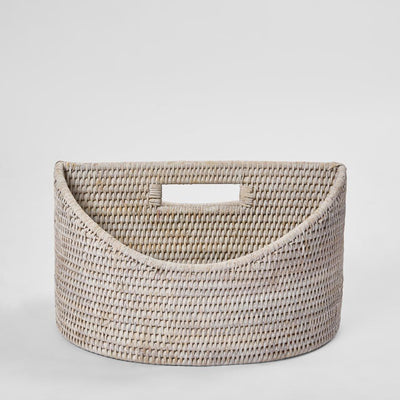 Paume Rattan Magazine Holder White Wash