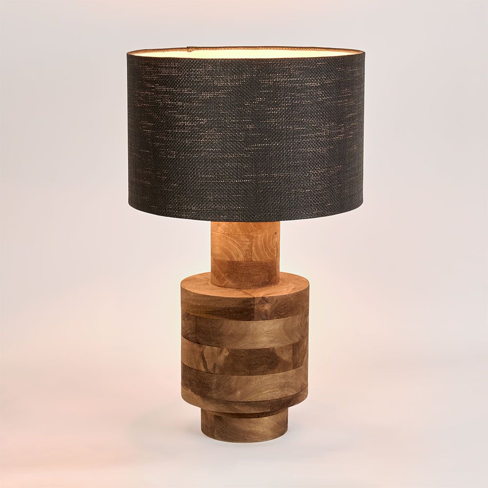 Clem Timber Table Lamp Black Shade