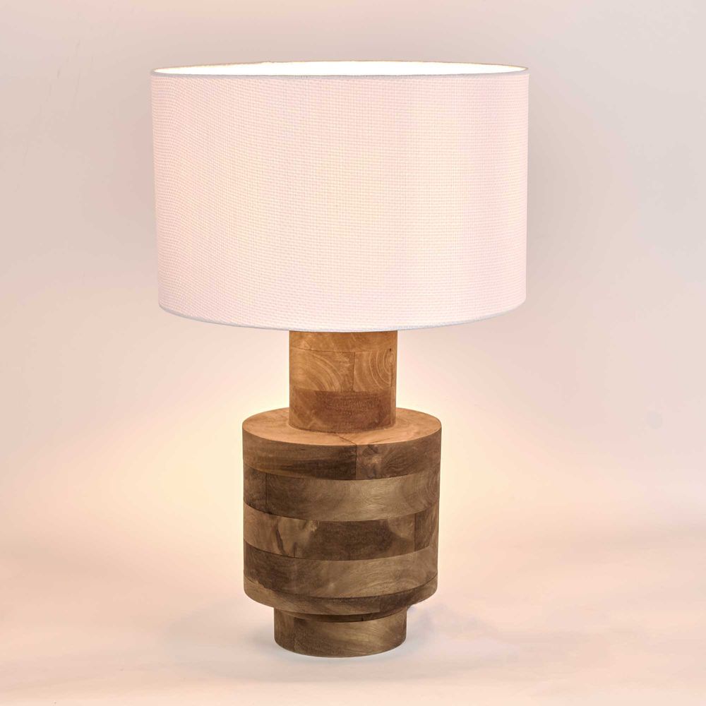 Clem Timber Table Lamp White Shade