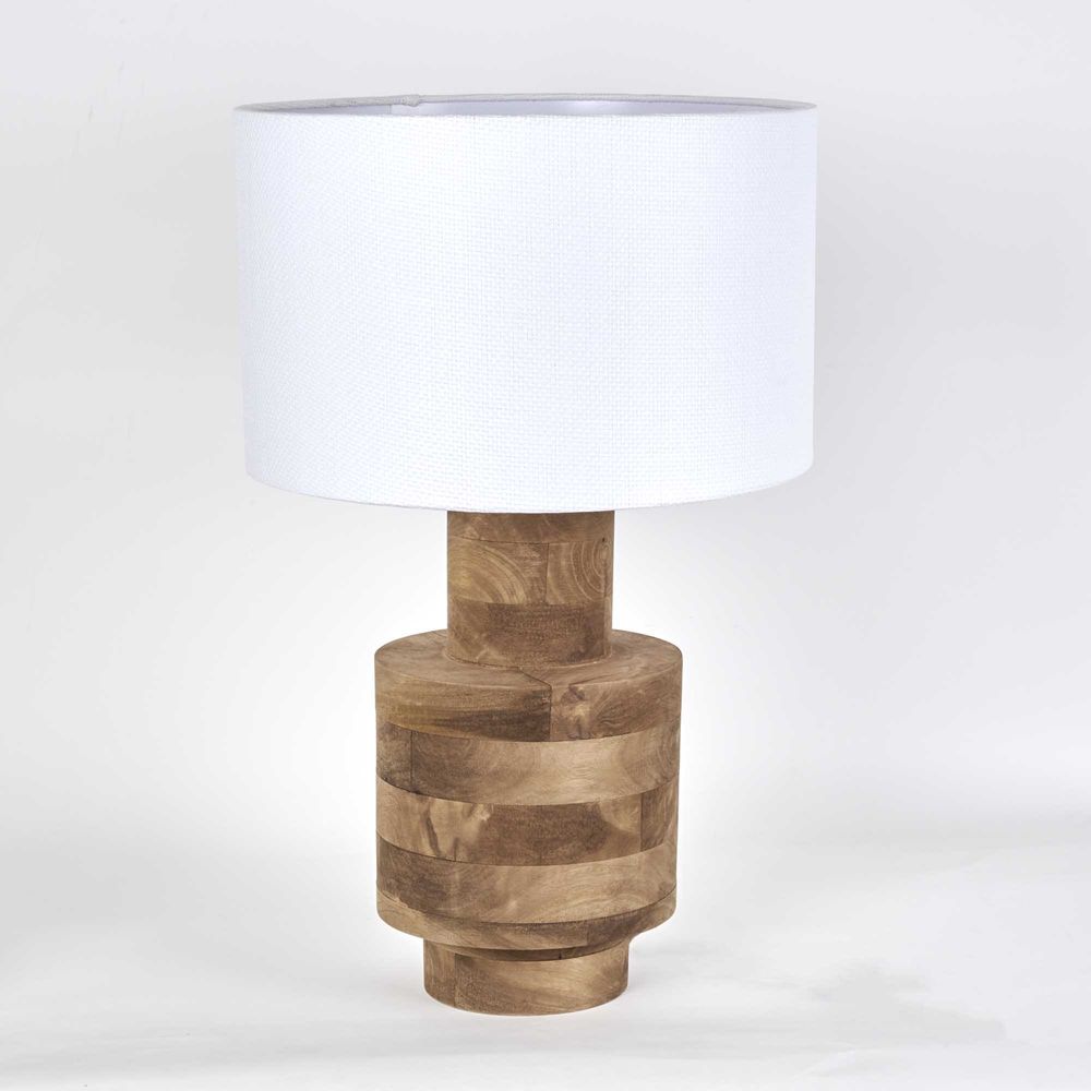 Clem Timber Table Lamp White Shade