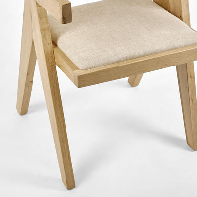 Lexi Scissor Leg Armchair Oak Frame Natural Fabric