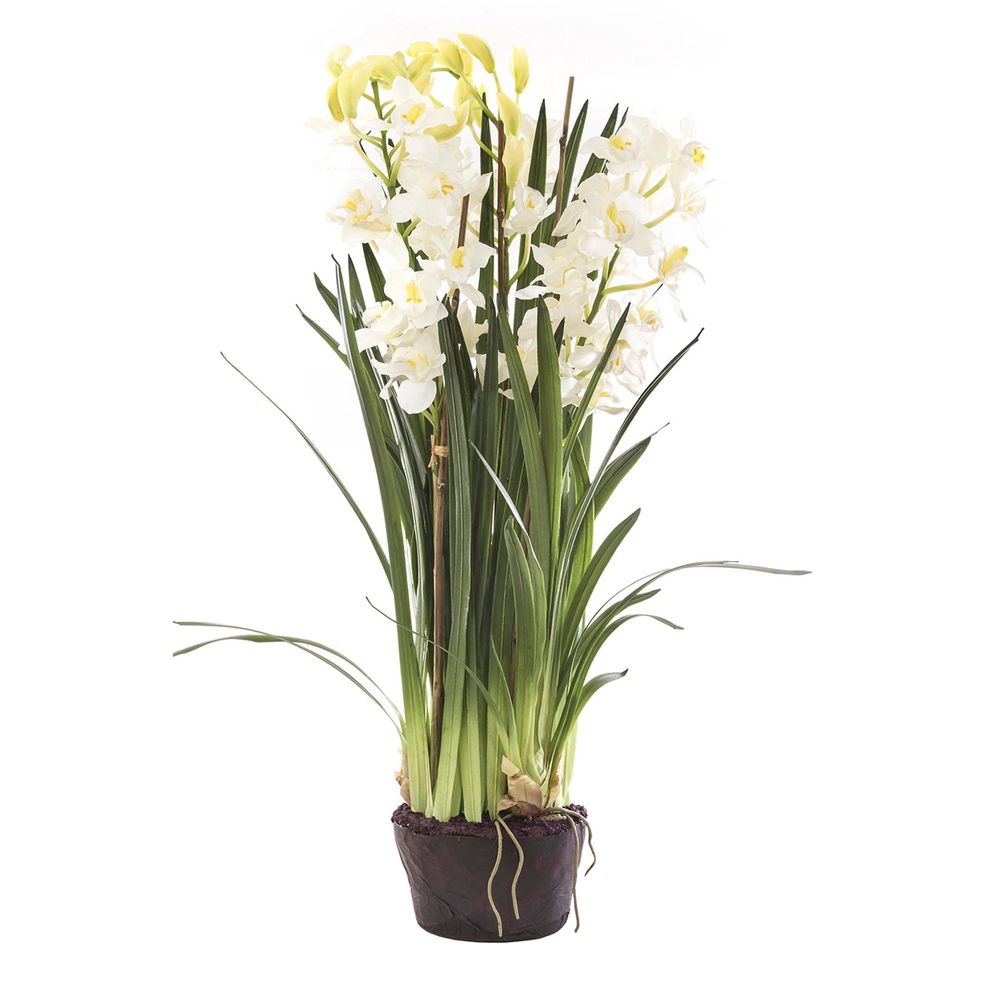 Artificial Cymbidium Giant Paper Pot 110cm White - House of Isabella AU