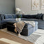Marbella Modular Sofa Navy W/White Piping - Left Facing
