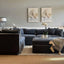 Marbella Modular Sofa Navy W/White Piping - Left Facing
