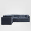 Marbella Modular Sofa Navy W/White Piping - Left Facing