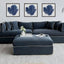 Marbella Modular 4 Seater Sofa Reversible Ottoman Chiase Navy W/White Piping