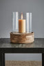 Amalfi Large - Dark Natural/Clear Glass - Glass and Wood Hurricane Lamp