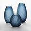 Artem Glass Vase Blue Carved L