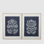 Flowers Blue Motif Framed Wall Art 60x80cm Set 2