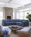 Norfolk 5 Seater Modular Sofa Navy w/White piping