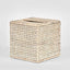 Paume Rattan Square Tissue Box White Wash
