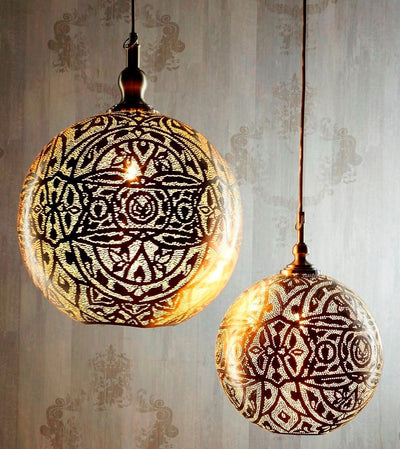 Moroccan Ball Ceiling Lamp 30cm Silver - House of Isabella AU