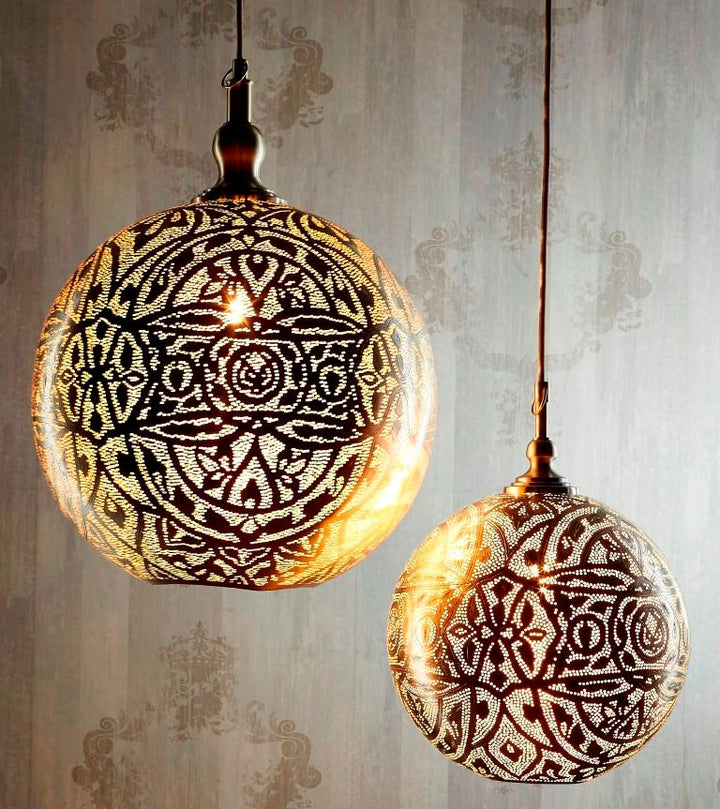 Black Brass hanging Light fixtures, brass ball outlet open bottom, Moroccan Ceiling Lights, Pierced ceiling light,Hanging lamps