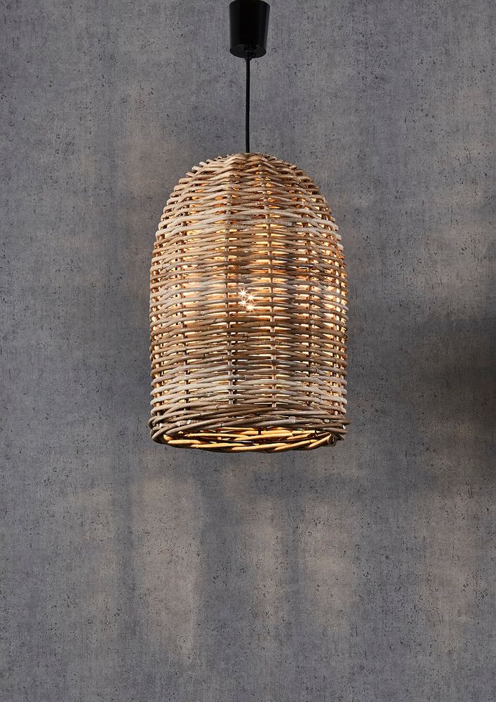 Wicker Bell Hanging Lamp Small.