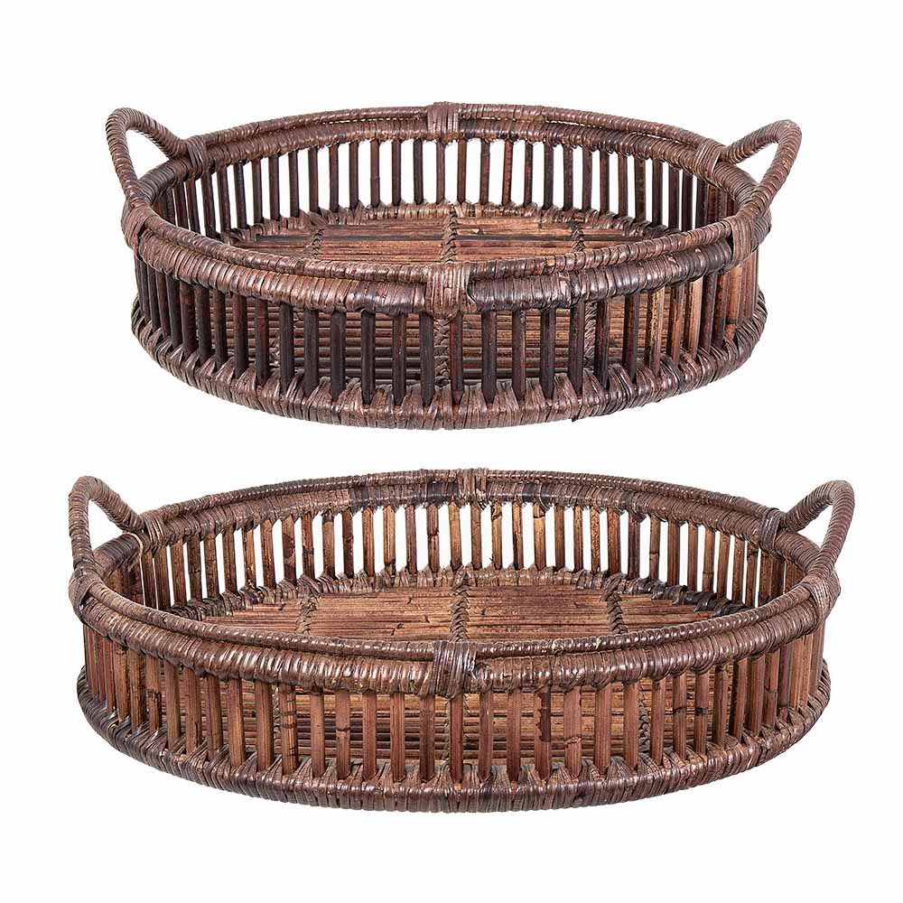 Pack of 2 x Trays Rattan Set of 2 Bahama Brown