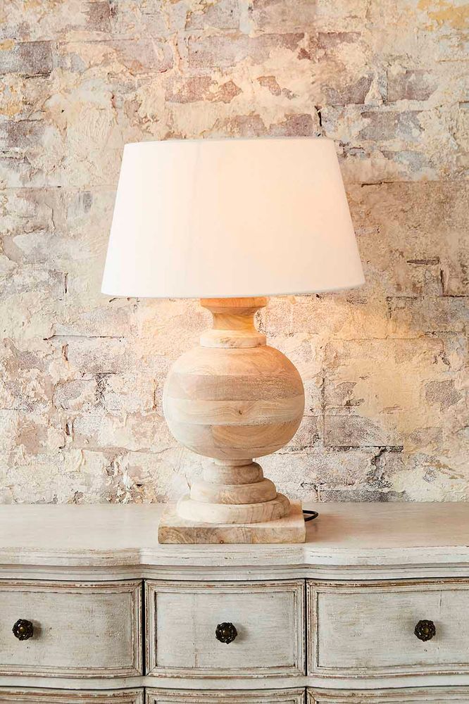 Coach Base Only - Natural - Turned Wood Ball Balustrade Table Lamp Base Only - House of Isabella AU