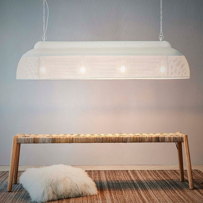 Riva Extra Long - Matt White - Perforated Iron Elongated Pendant Light - House of Isabella AU