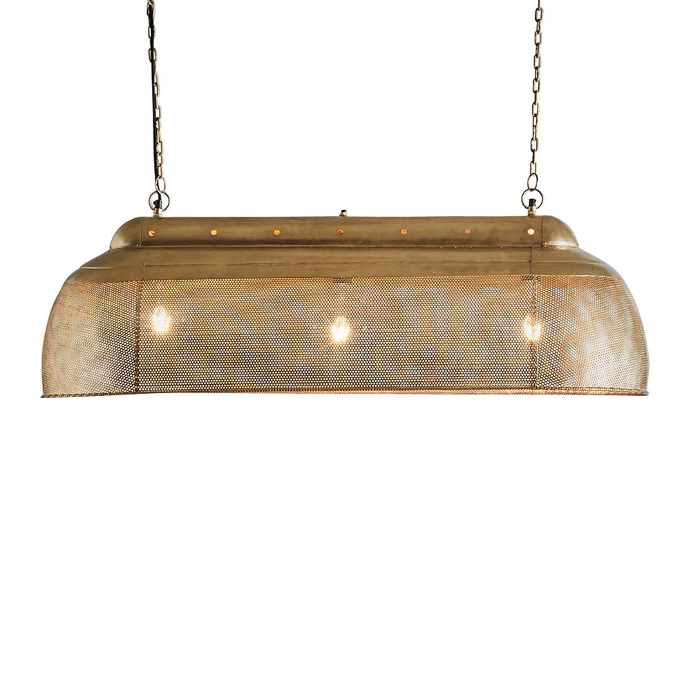 Riva Long - Antique Brass - Perforated Iron Elongated Pendant Light - House of Isabella AU