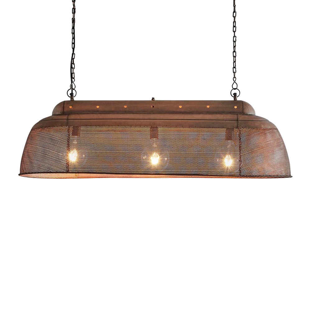 Riva Long - Antique Copper - Perforated Iron Elongated Pendant Light - House of Isabella AU