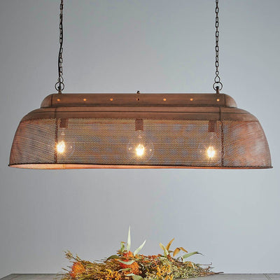 Riva Long - Antique Copper - Perforated Iron Elongated Pendant Light - House of Isabella AU