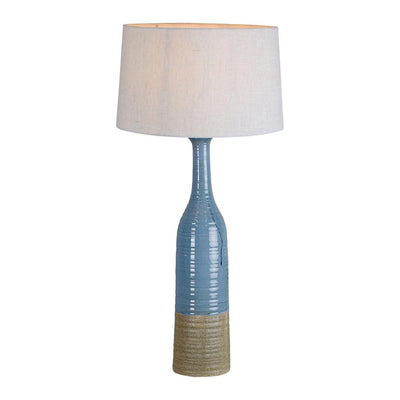 Potters Large - Blue/Brown - Tall Thin Glazed Ceramic Table Lamp