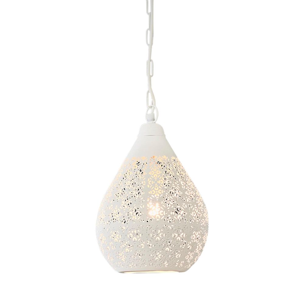 Europa Small - White - Perforated Teardrop Pendant Light