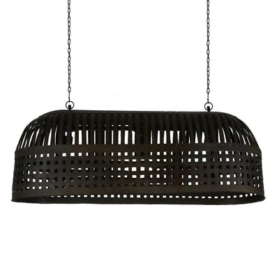 Esch Long - Antique Black - Woven Iron Strips Elongated Pendant Light