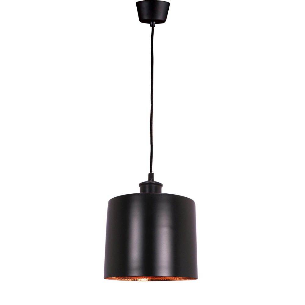 Portofino Large - Matt Black/Copper - Metal Drum Pendant Light