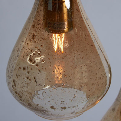 Lustre Teardrop Cluster - Pale Gold - Stone Effect Glass 3 Teardrop Pendant Light Cluster