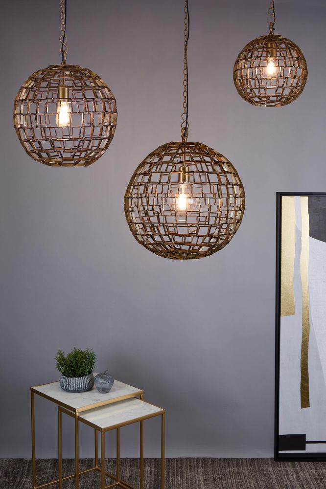 Mondrian Small - Antique Brass - Small Ball Geometric Pendant Light